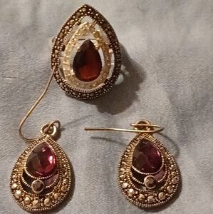 Elegant sterling silver ring and earring Jewelry Set